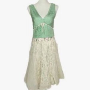 Anthropologie Snak Sleeveless Dress
Green Cream Sz 4 Women
